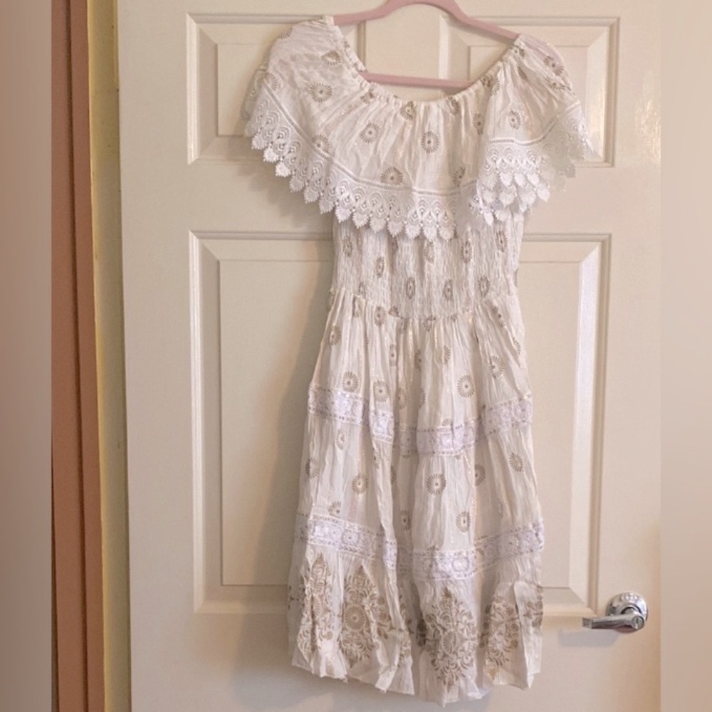 NWT ananta Cream Off-Shoulder Lace Dress, Size L/XL